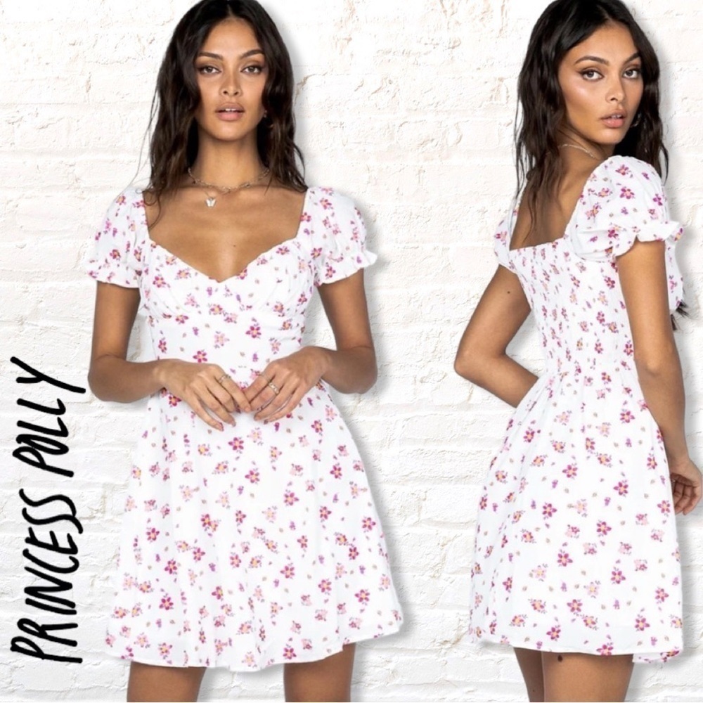 Princess Polly Ruth White Floral Mini Dress Size US 10 New with tags